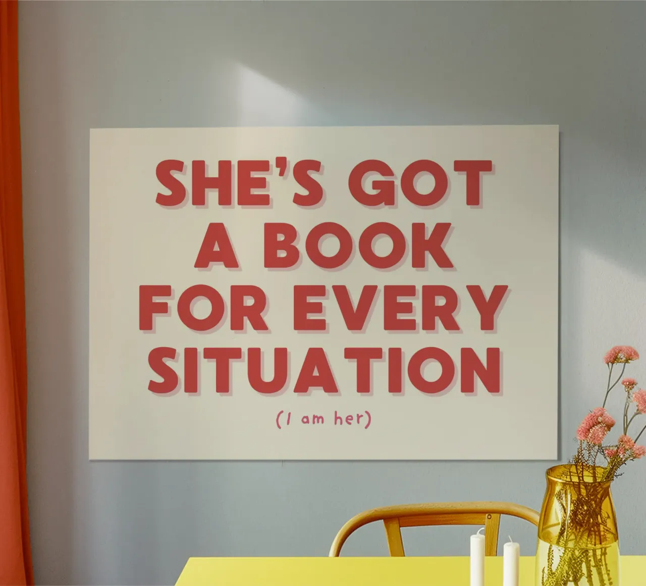 Poster con citazione "She's Got a Book" per chi ama i libri poster con telaio in alluminio da vintagepod