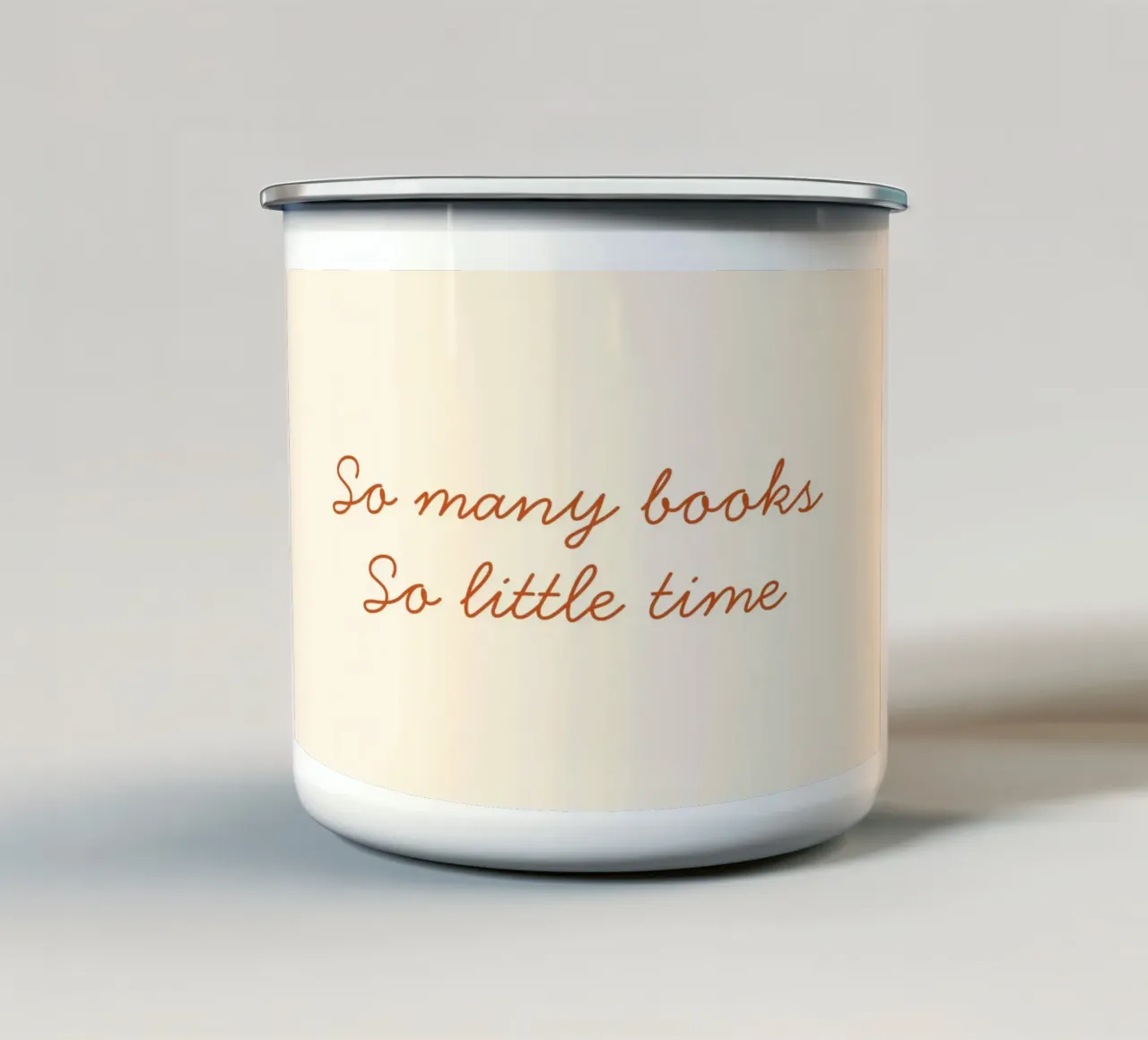 "So Many Books, So Little Time" Script Art Print enamel mug by vintagepod