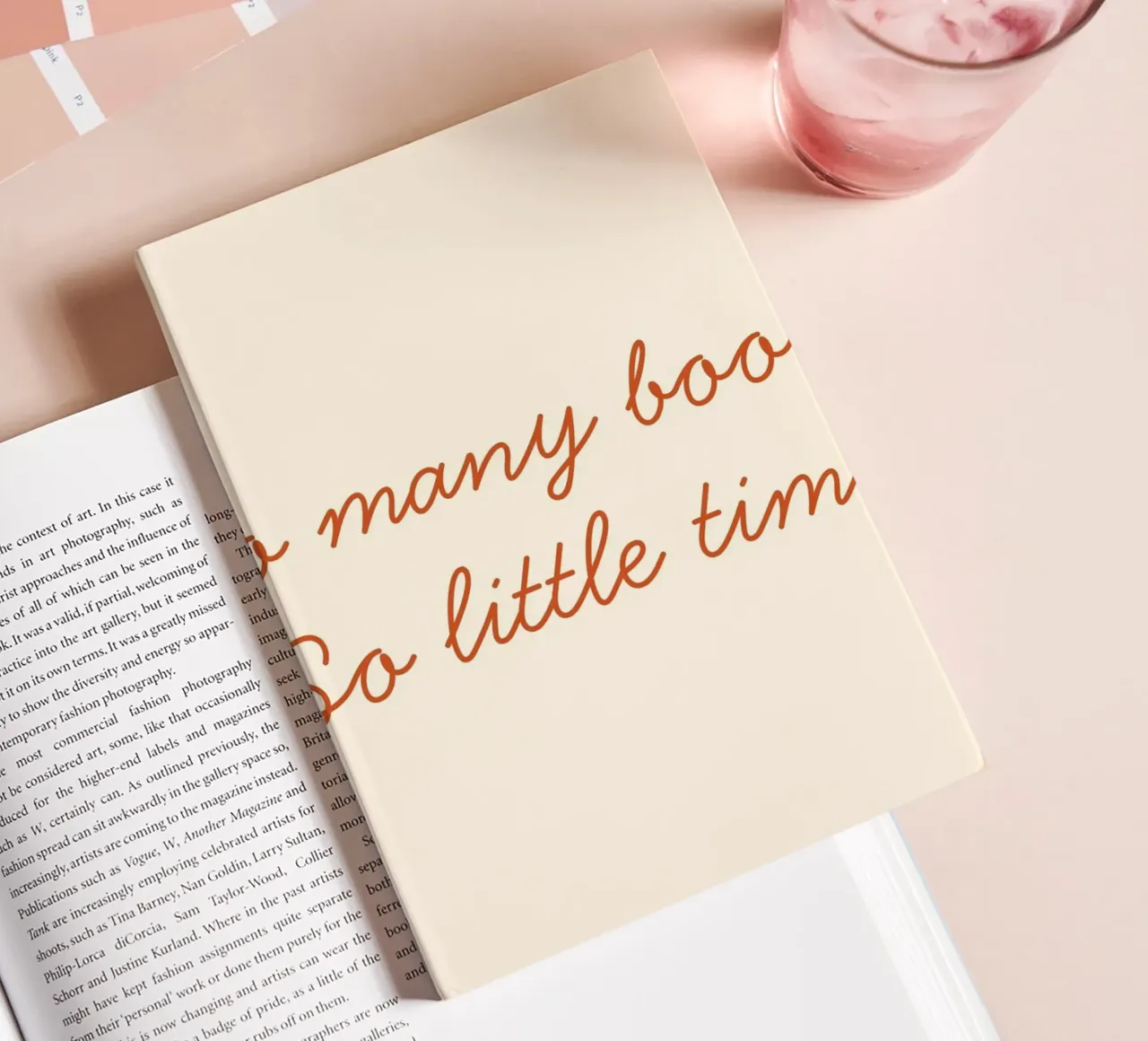 "So Many Books, So Little Time" Script Art Print notebook by vintagepod