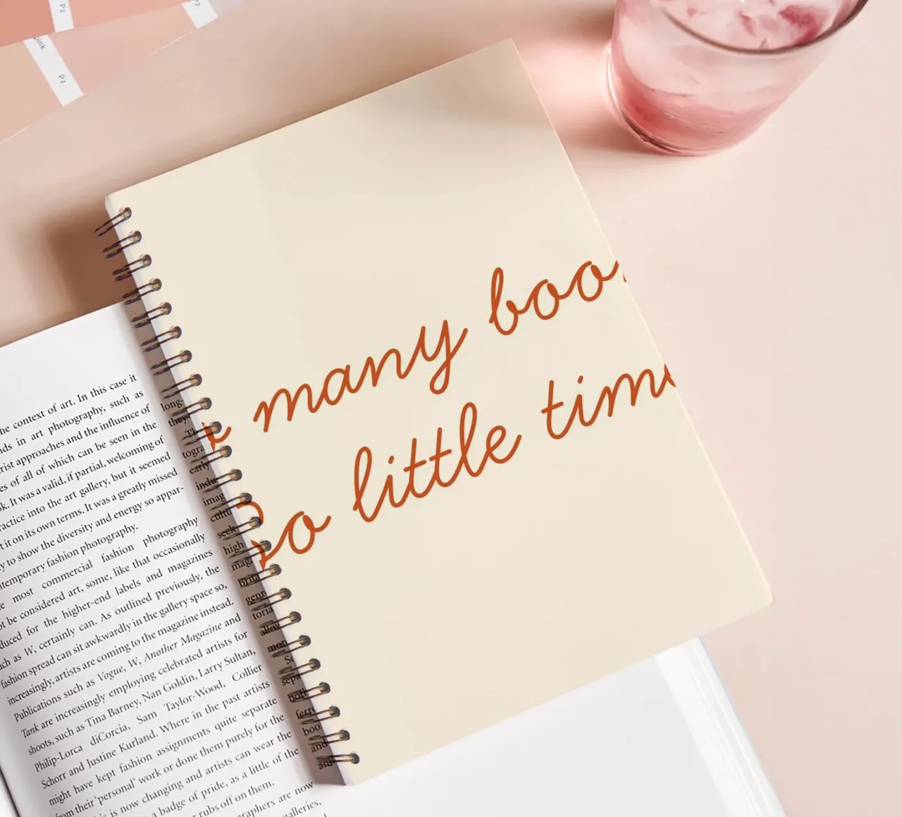 "So Many Books, So Little Time" Script Art Print spiral notebook by vintagepod