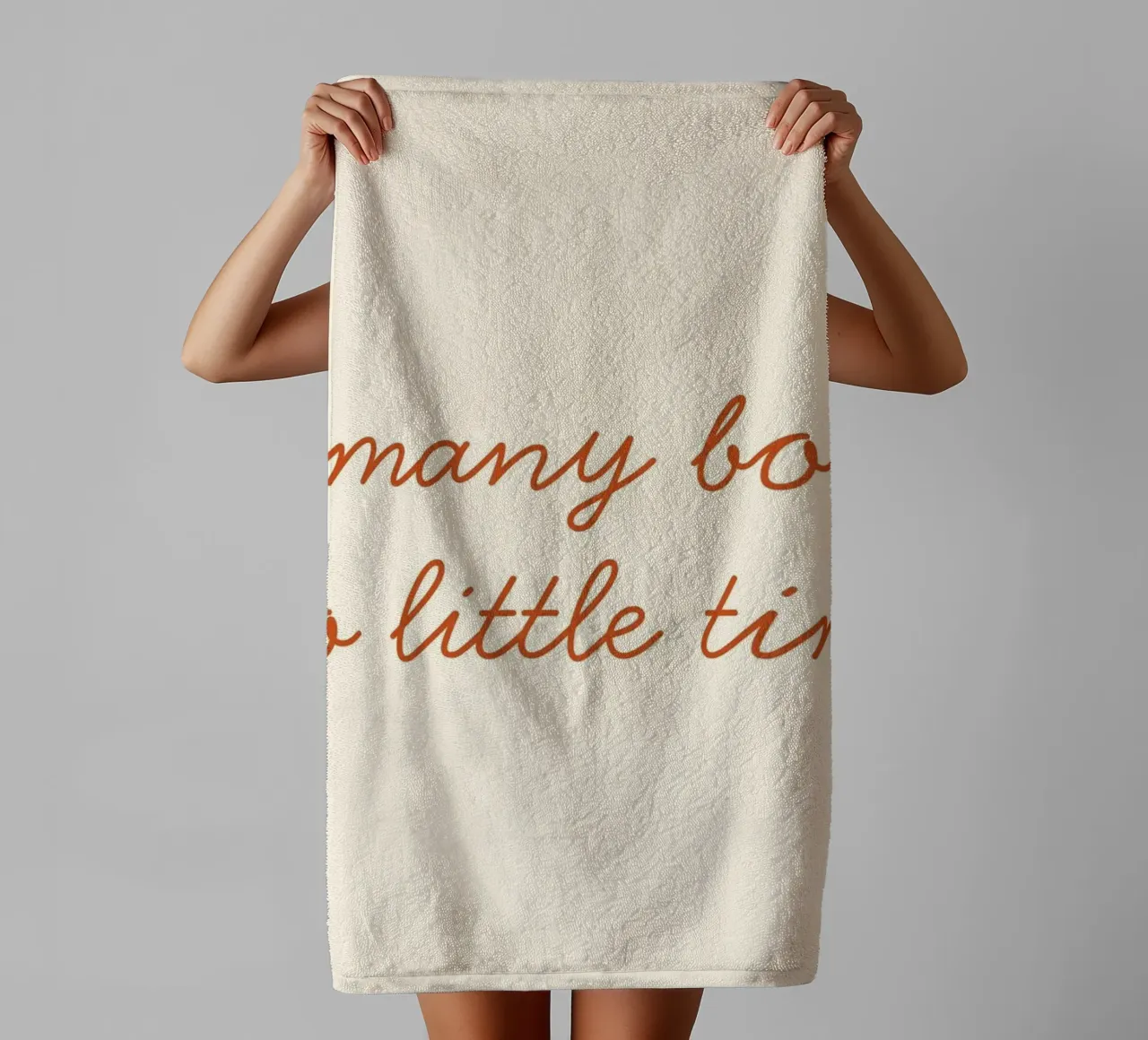 "So Many Books, So Little Time" Script Art Print towel by vintagepod