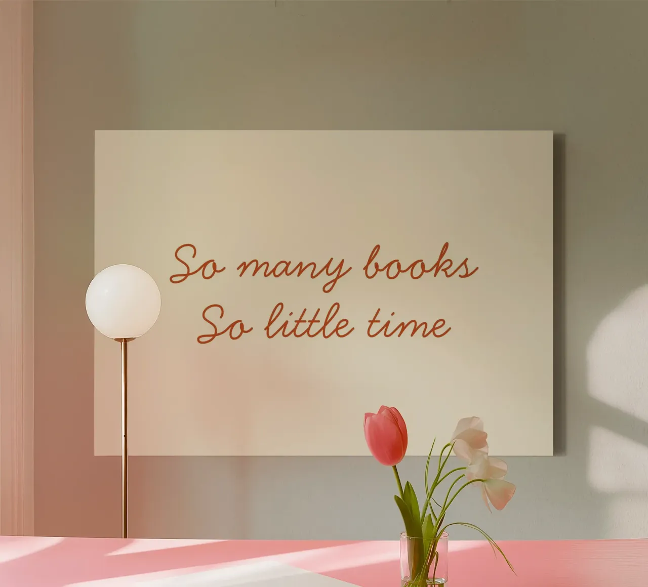 "So Many Books, So Little Time" Script Art Print canvas with Floater frame by vintagepod