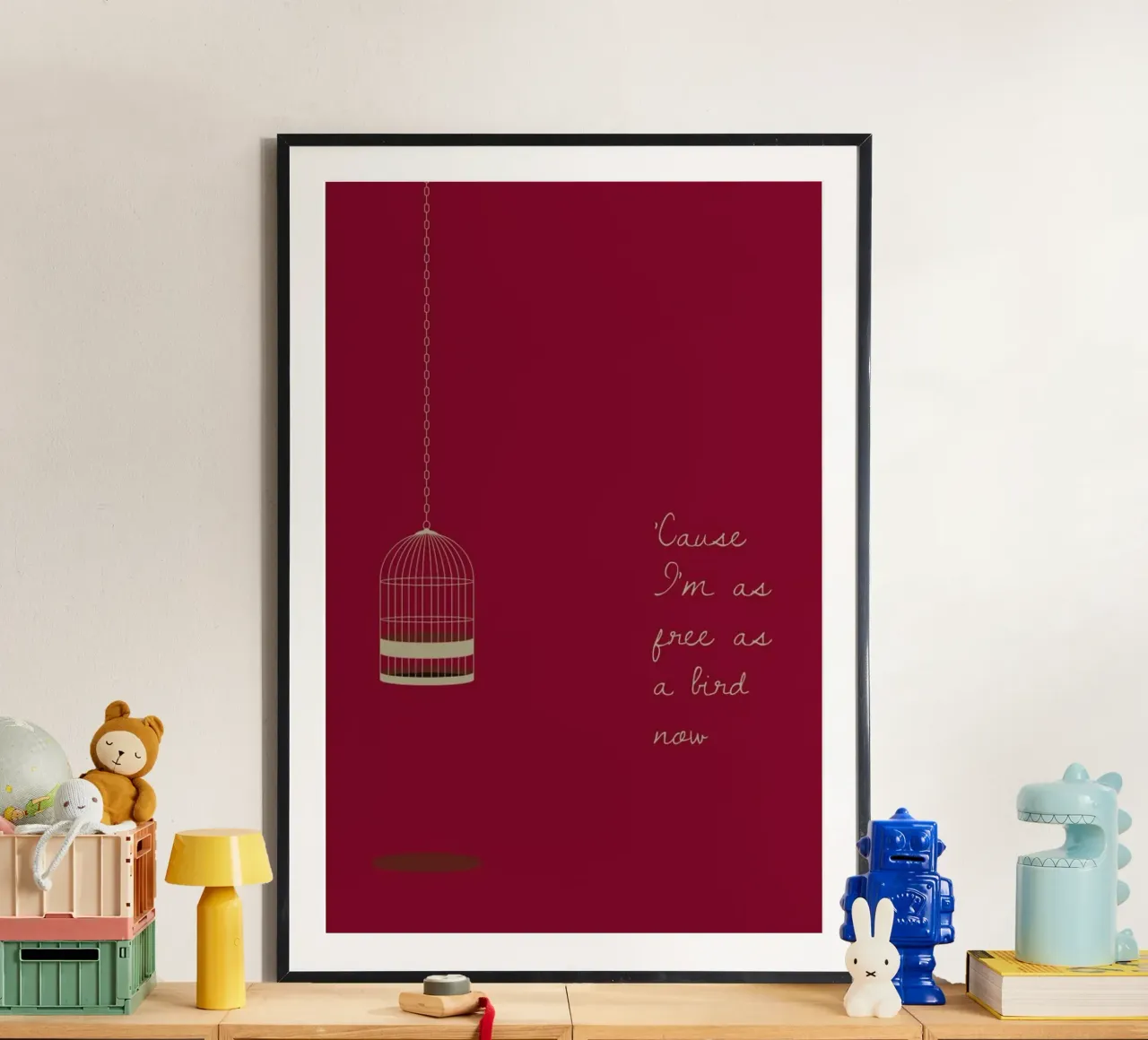 Free as a Bird poster con telaio in plastica da Rahma Projekt