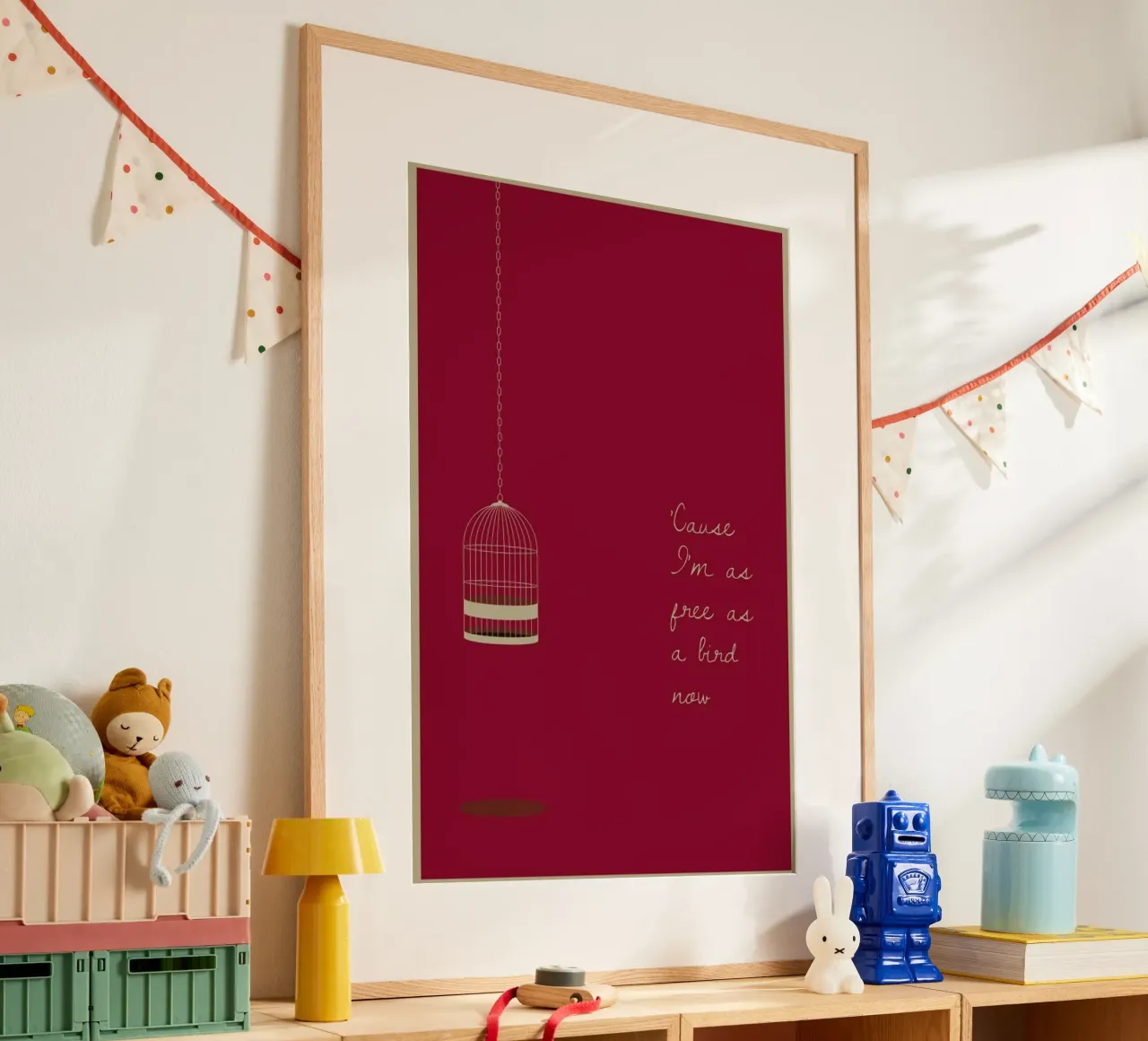 Free as a Bird poster con telaio in plastica da Rahma Projekt