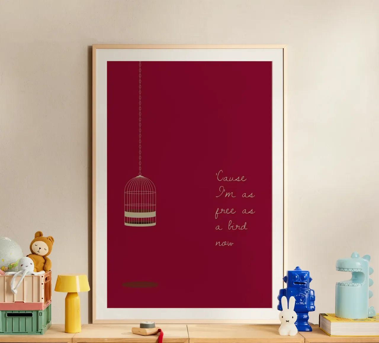 Free as a Bird poster con telaio in plastica da Rahma Projekt