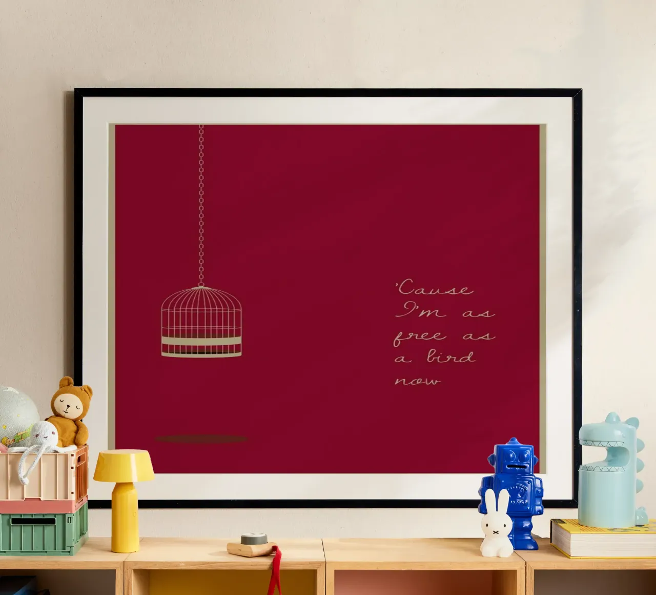Free as a Bird poster con telaio in plastica da Rahma Projekt