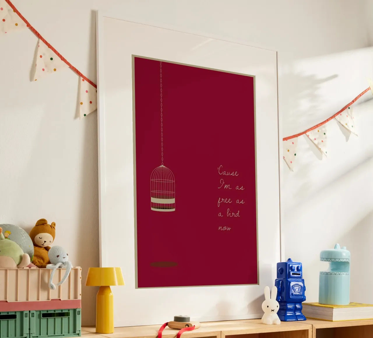 Free as a Bird poster con telaio in plastica da Rahma Projekt