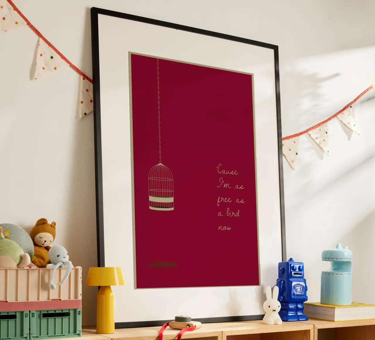 Free as a Bird poster con telaio in plastica da Rahma Projekt