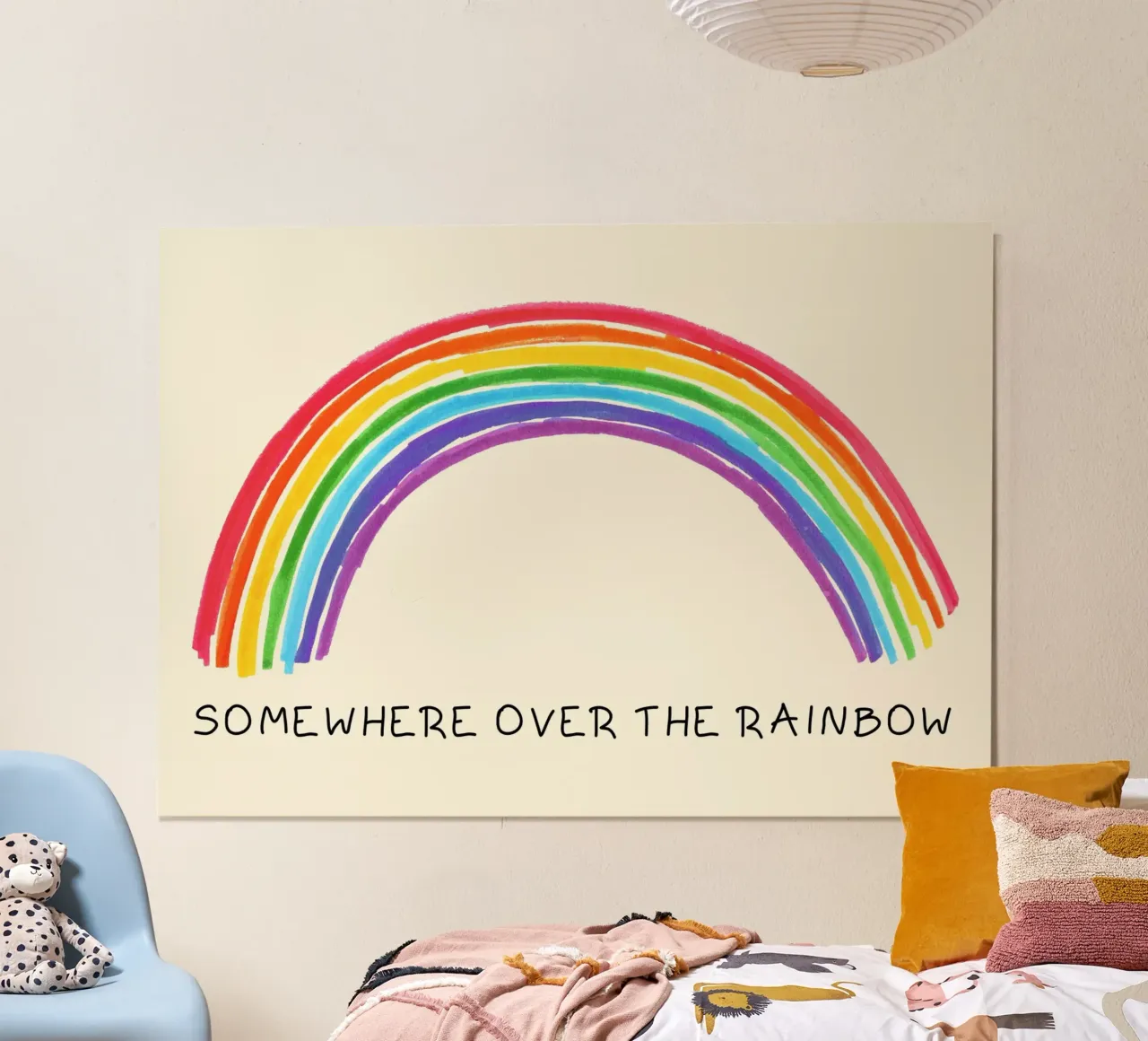 "Kinderkunstdruk "Ergens over de Regenboog poster van vintagepod