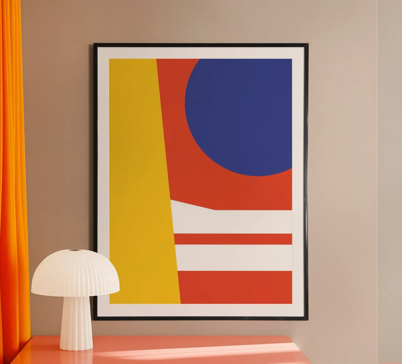Blauer Mond Geometrisch Poster von Petra Lang