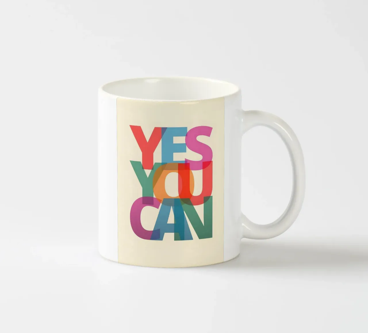 "YES YOU CAN' tazza in ceramica da Type & Tape