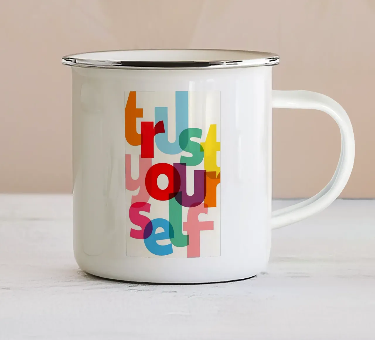 Trust yourself tazza in smalto da Type & Tape