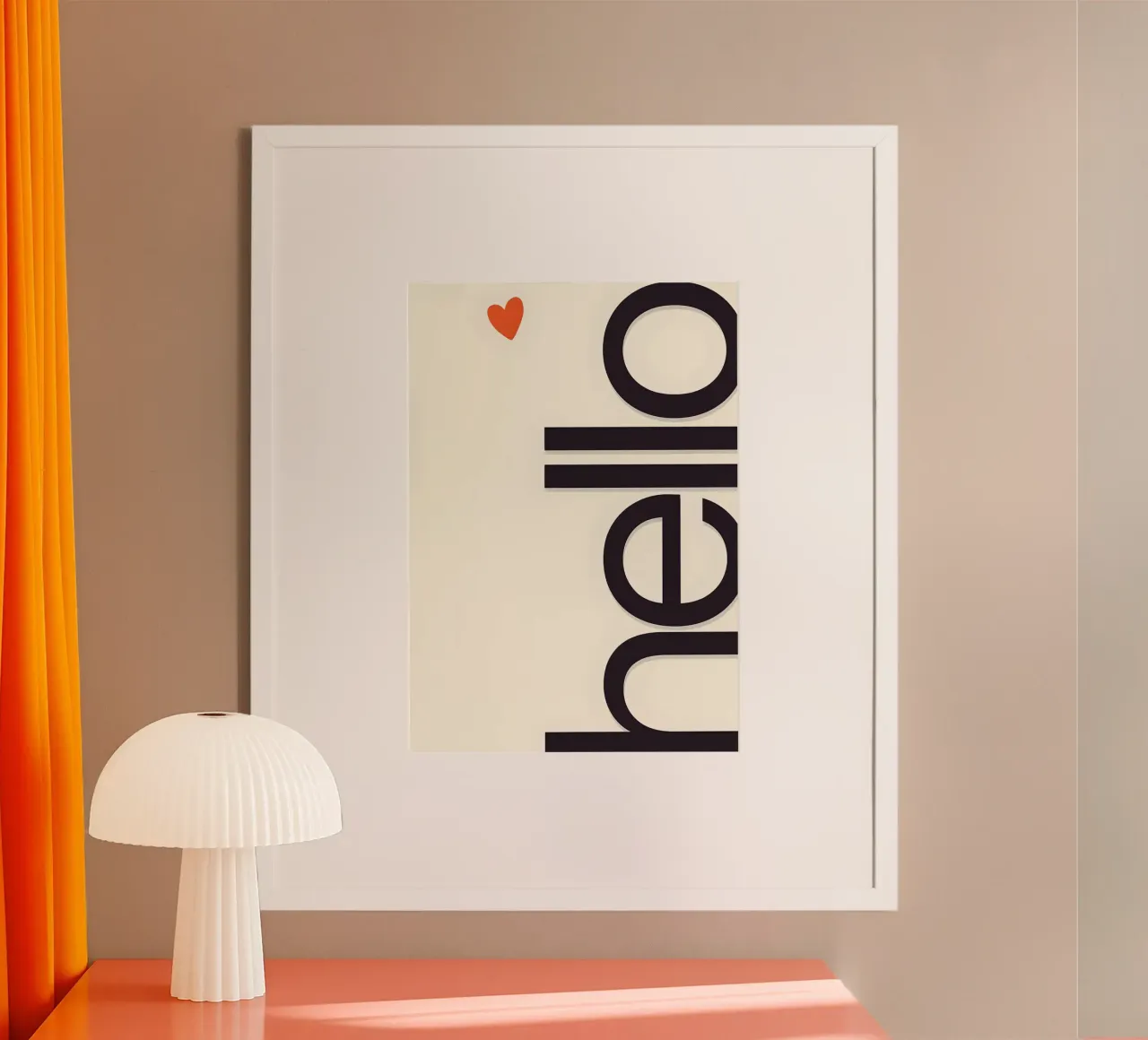 Hello poster con telaio in alluminio da Type & Tape