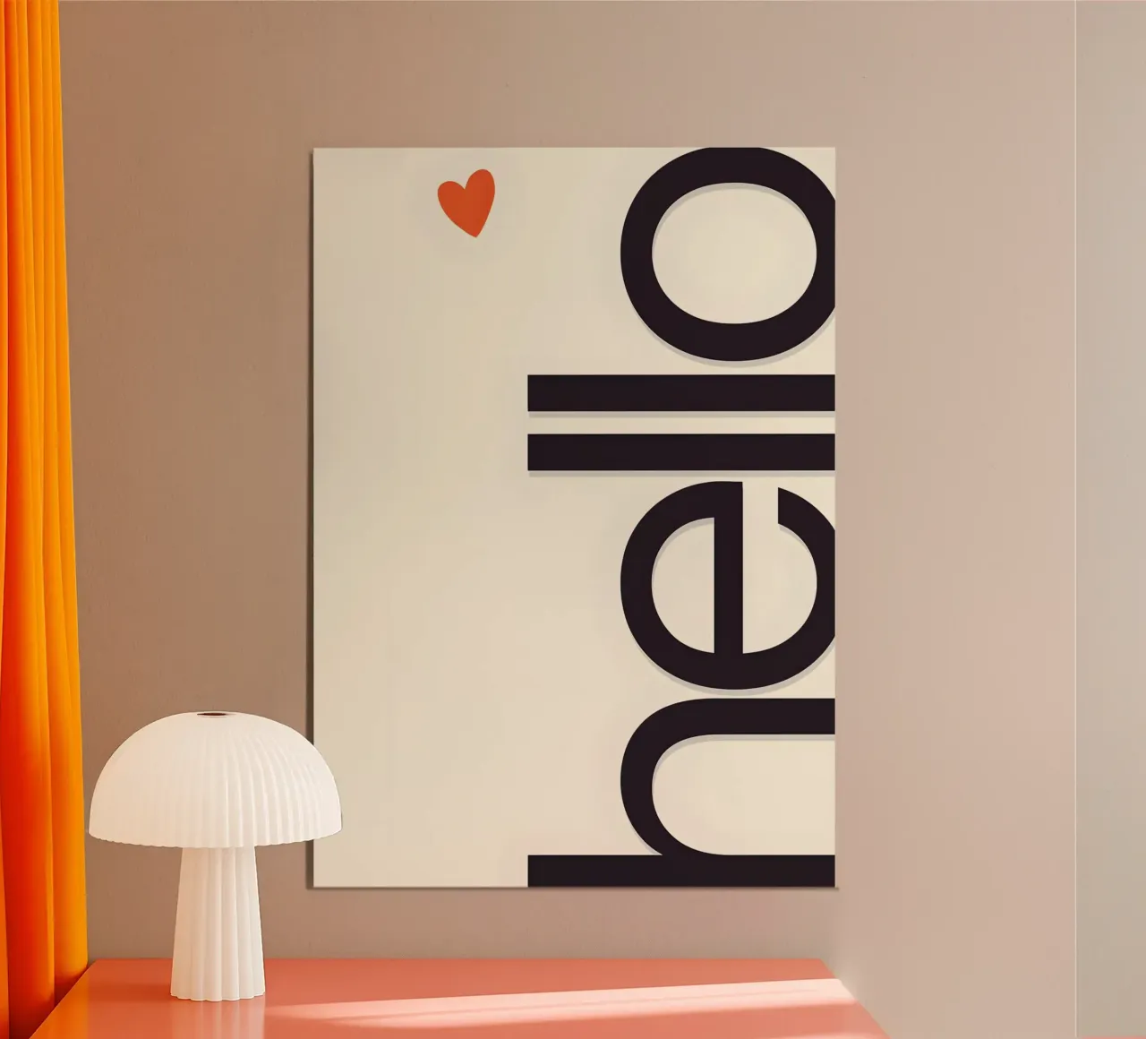 Hello poster con telaio in alluminio da Type & Tape