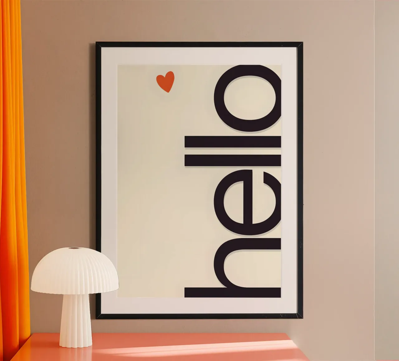 Hello poster con telaio in alluminio da Type & Tape