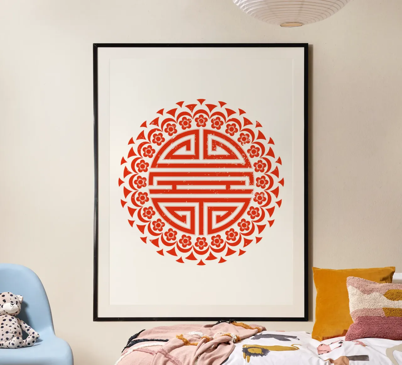 Longevità (shou) poster con telaio in legno da Mariel Toigo