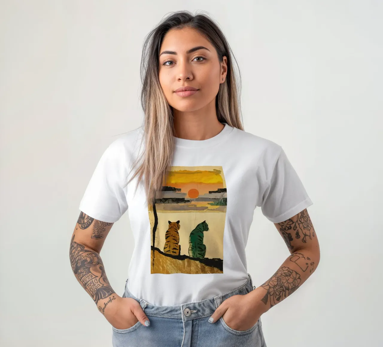 Tigers At Sunset No 2 t-shirt da treechild