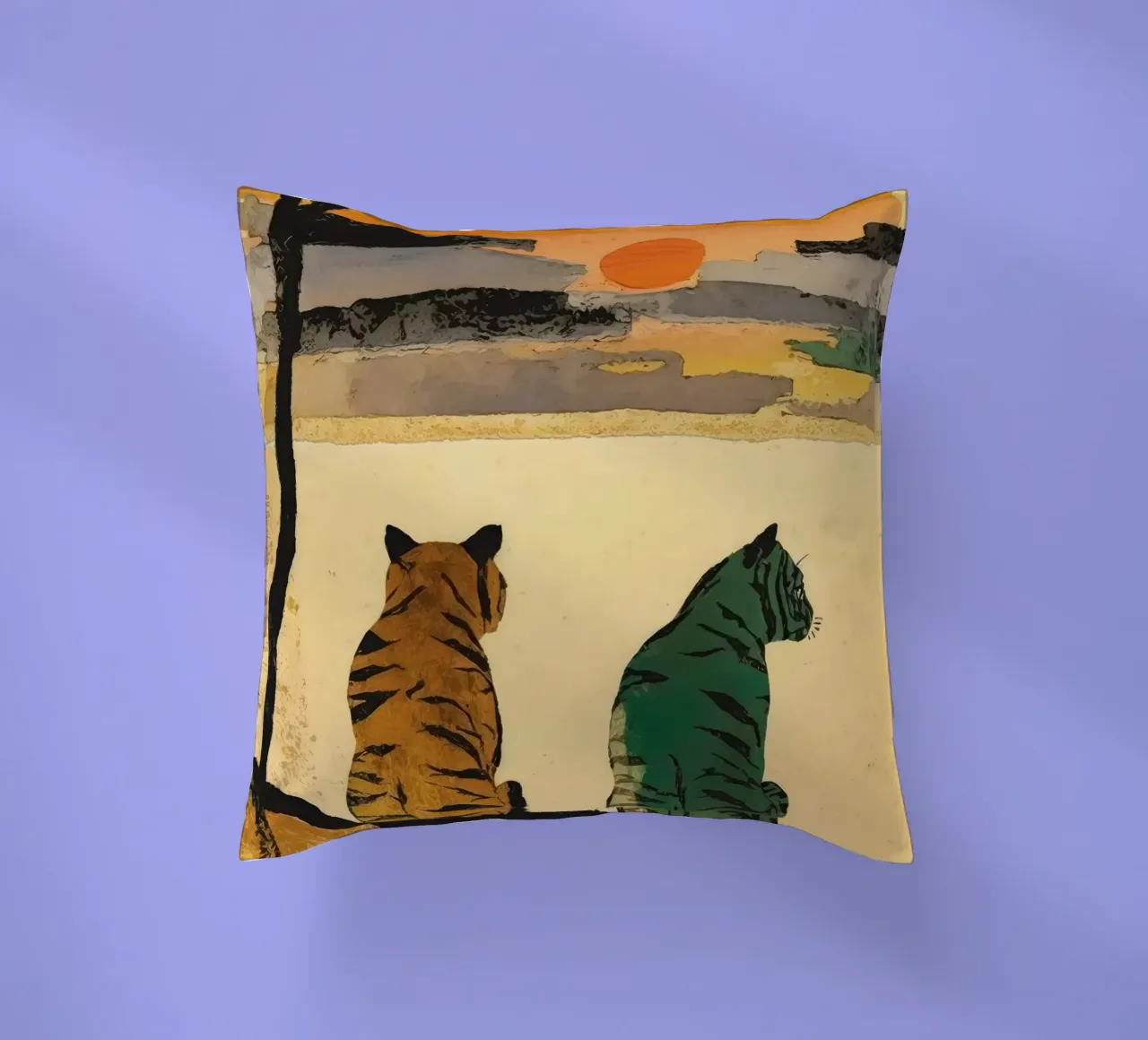 Tigers At Sunset No 2 cuscino da treechild