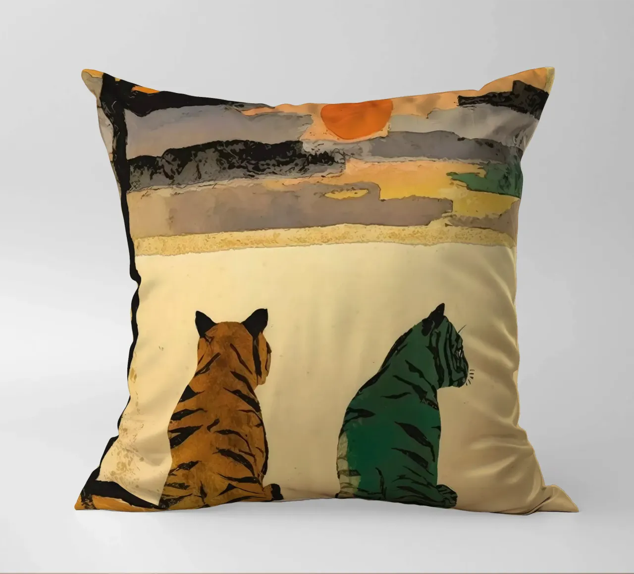Tigers At Sunset No 2 cuscino da treechild