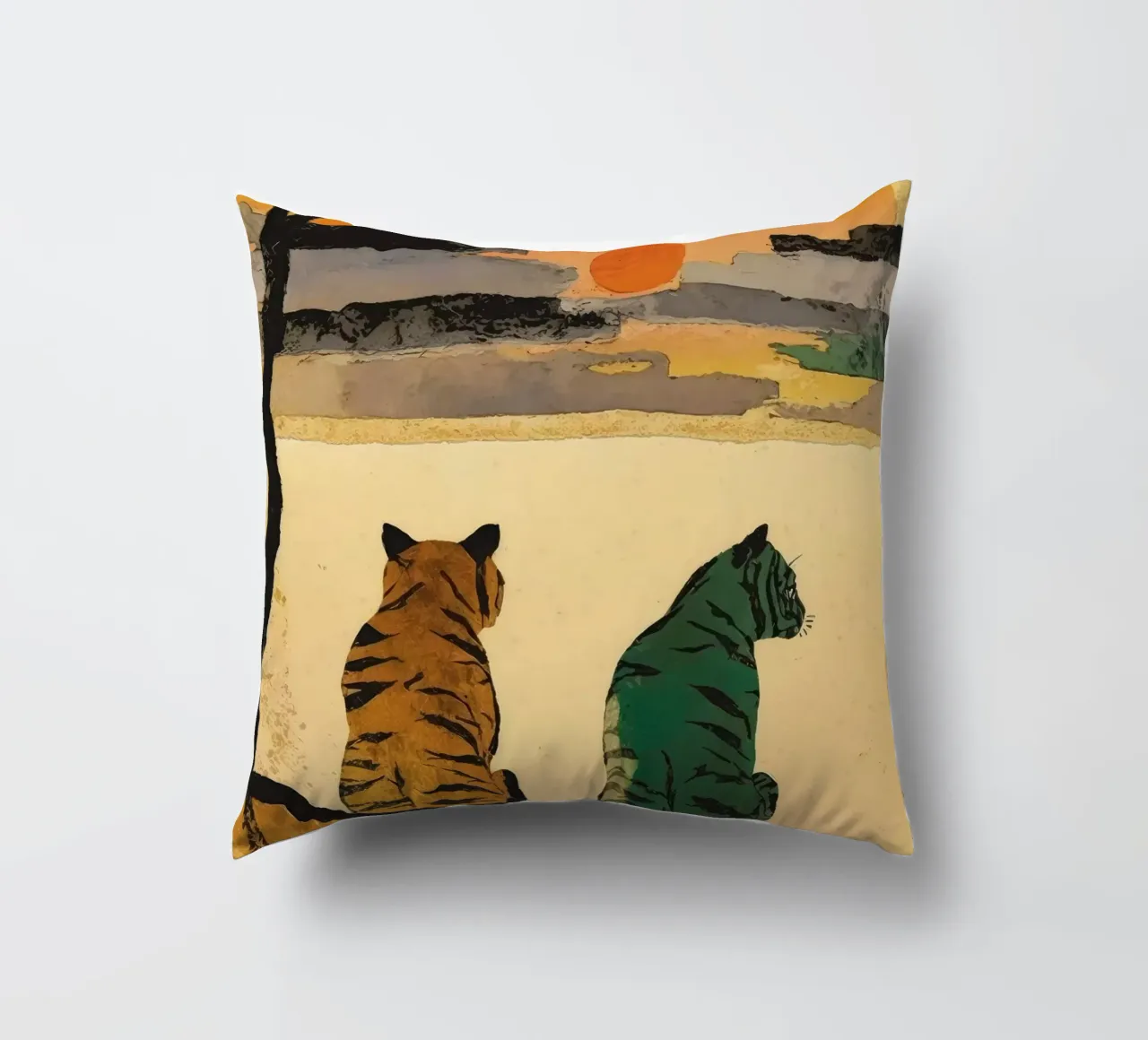 Tigers At Sunset No 2 cuscino da treechild