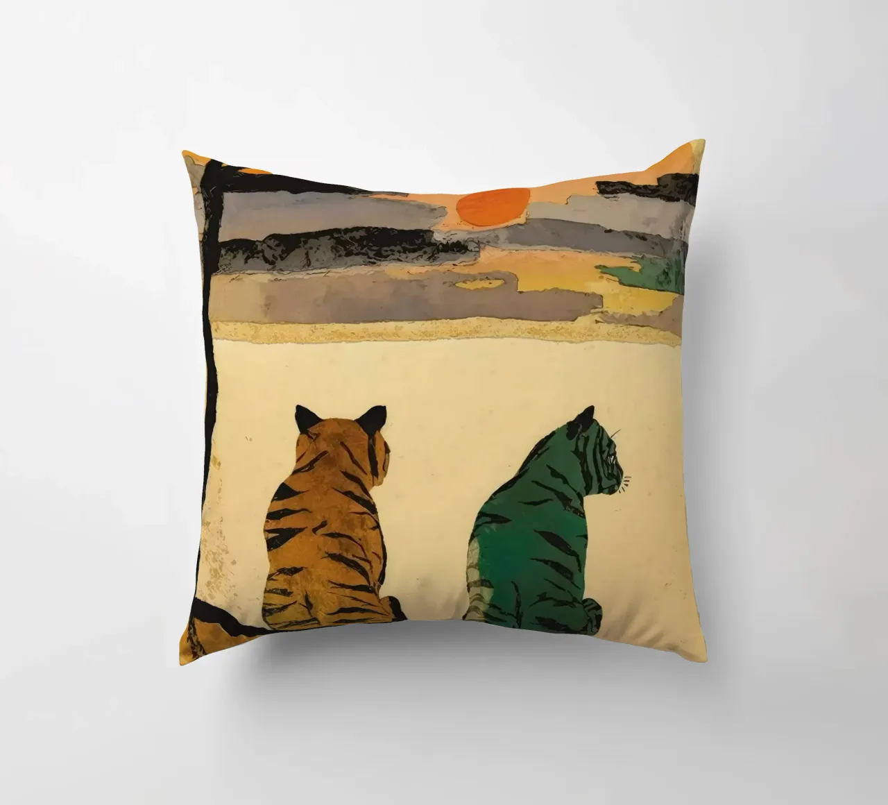 Tigers At Sunset No 2 cuscino da treechild