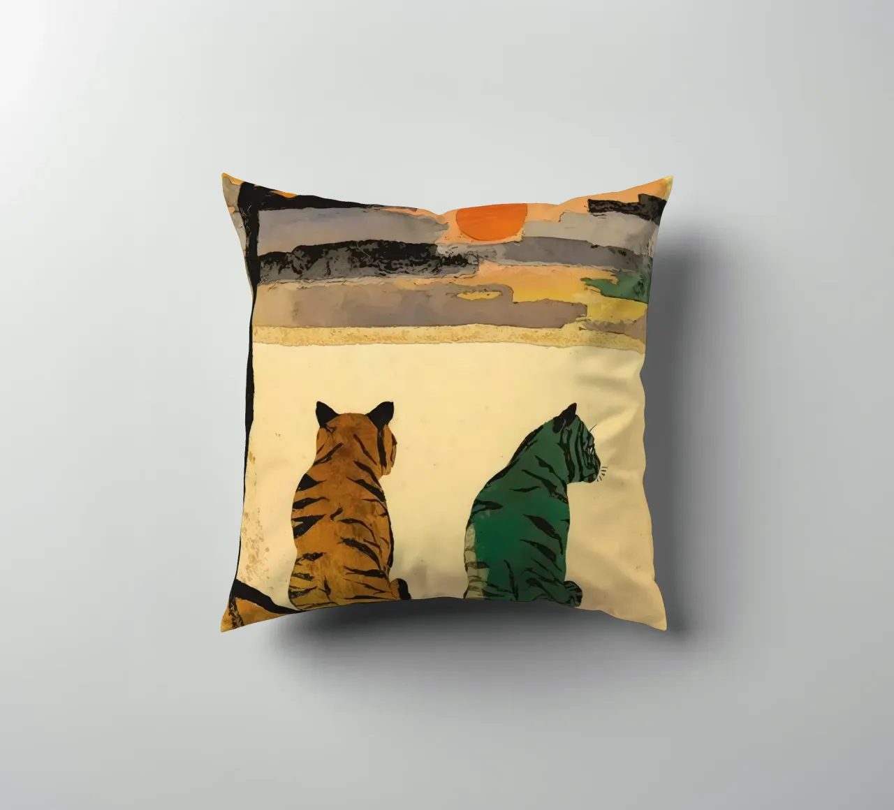 Tigers At Sunset No 2 cuscino da treechild