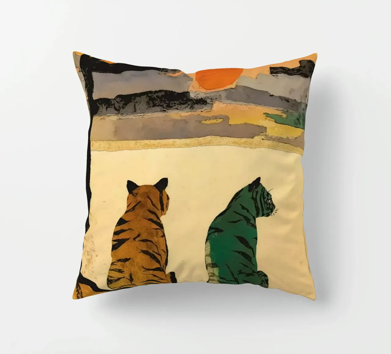 Tigers At Sunset No 2 cuscino da treechild