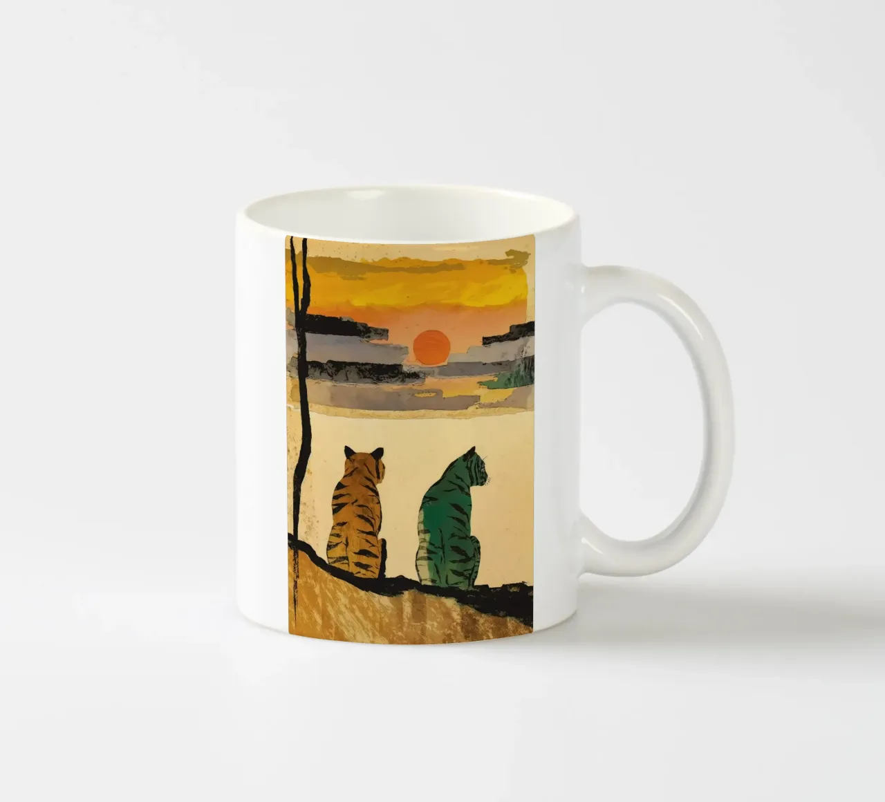 Tigers At Sunset No 2 tazza in ceramica da treechild