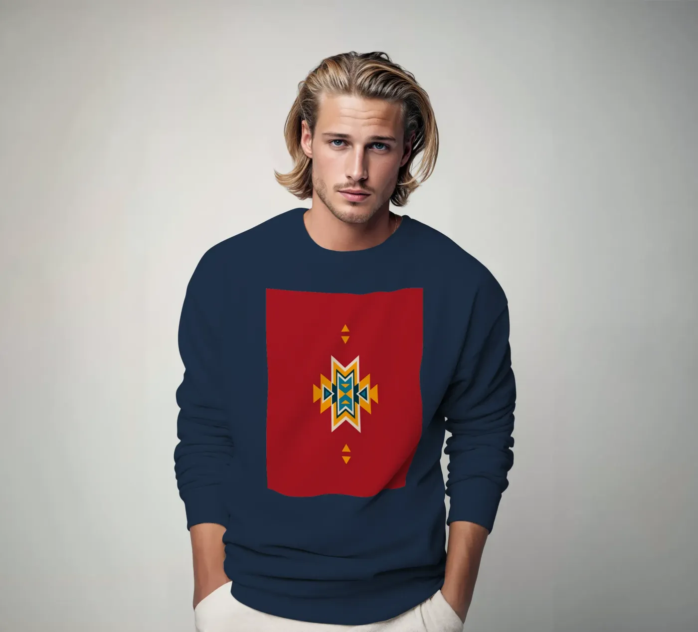 Motivo azteco su rosso felpa da Petra Lang - Design