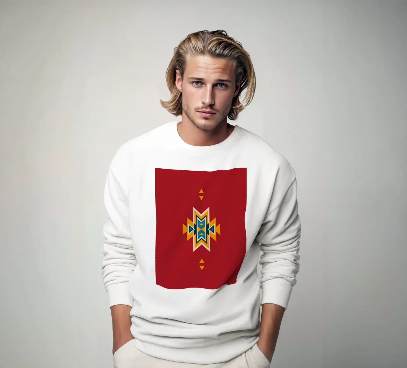 Motivo azteco su rosso felpa da Petra Lang - Design