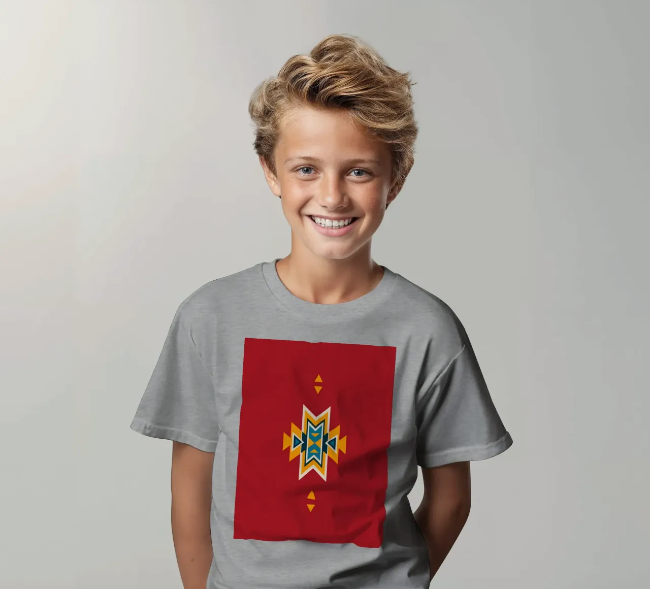 Motivo azteco su rosso t-shirt bambini da Petra Lang - Design