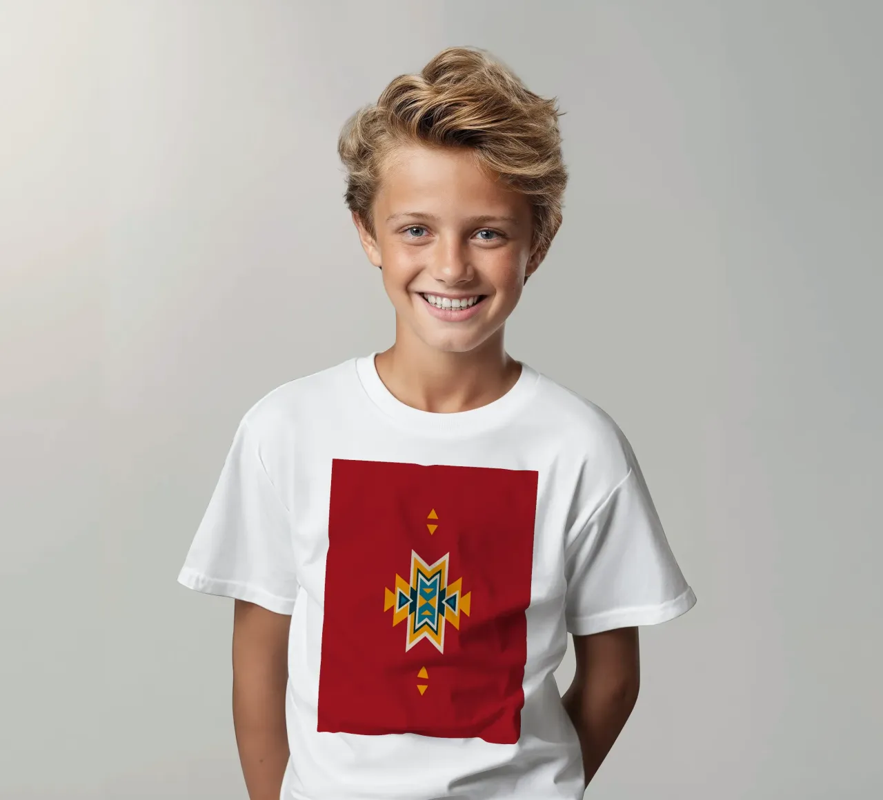 Motivo azteco su rosso t-shirt bambini da Petra Lang - Design