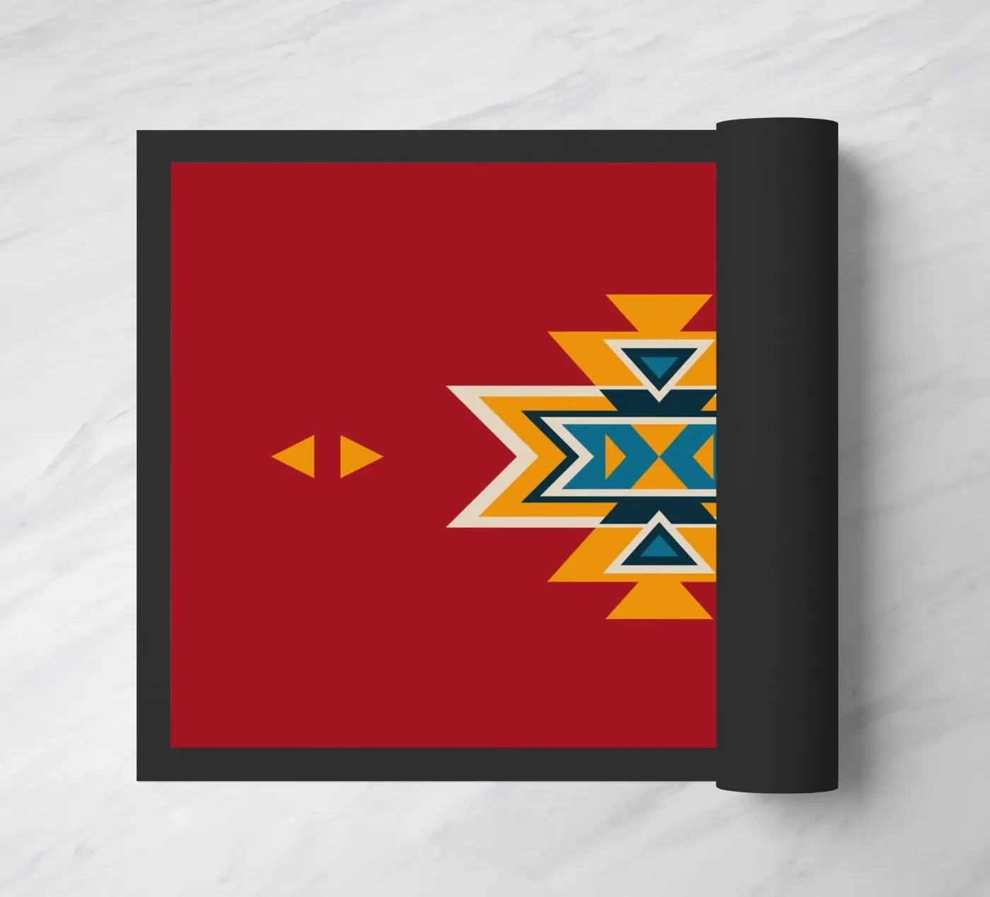 Aztec Pattern on Red doormat by Petra Lang - Design