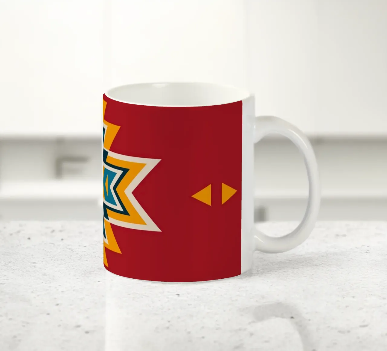 Aztec Pattern on Red ceramic mug by Petra Lang - Design