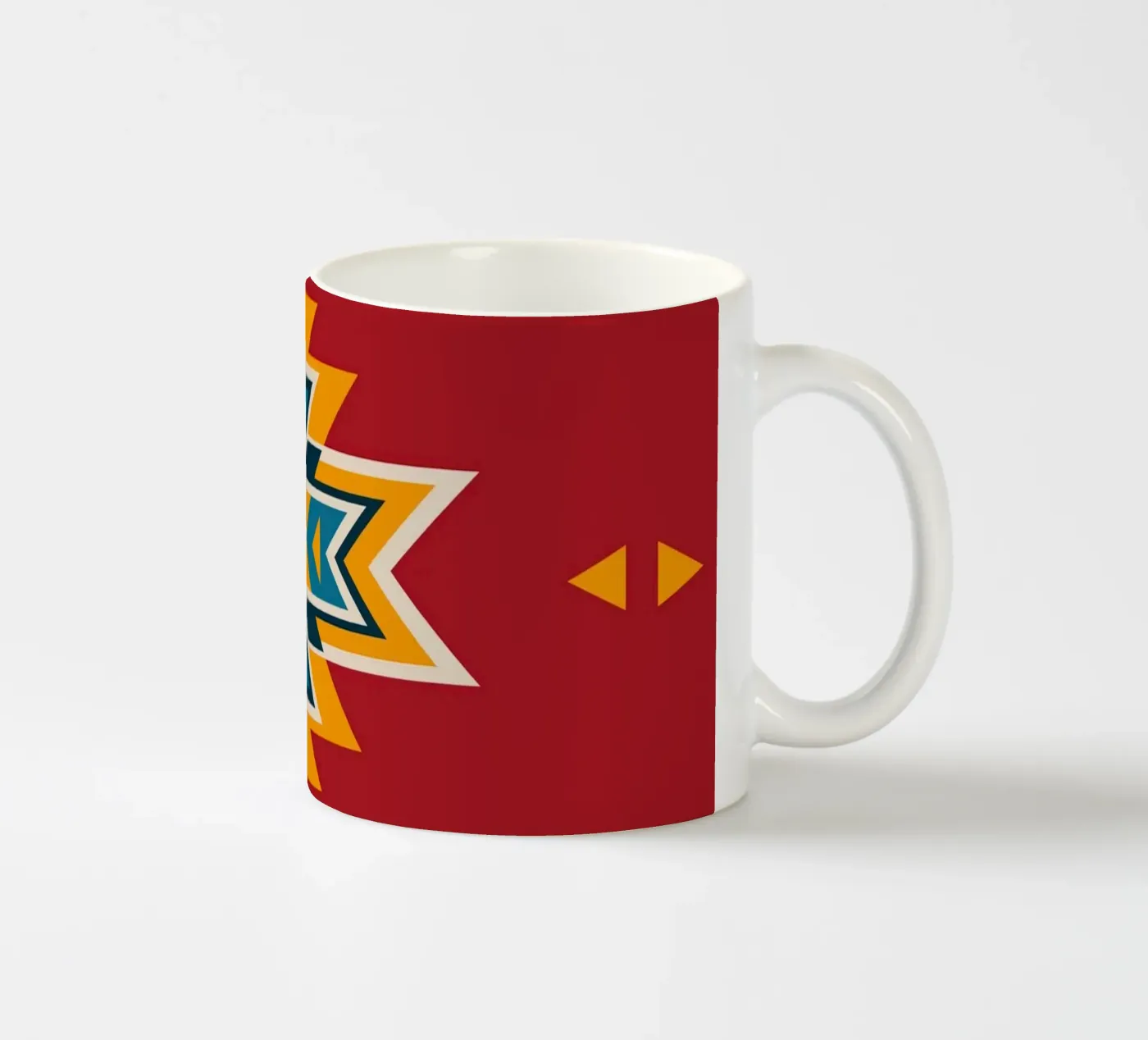 Aztec Pattern on Red ceramic mug by Petra Lang - Design
