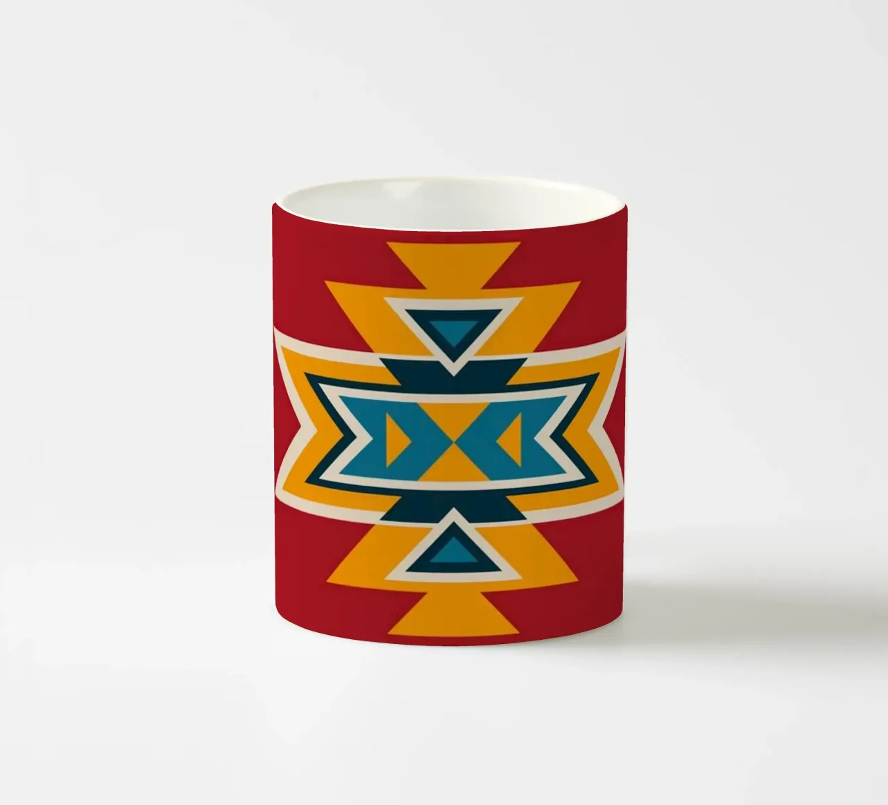 Aztec Pattern on Red ceramic mug by Petra Lang - Design