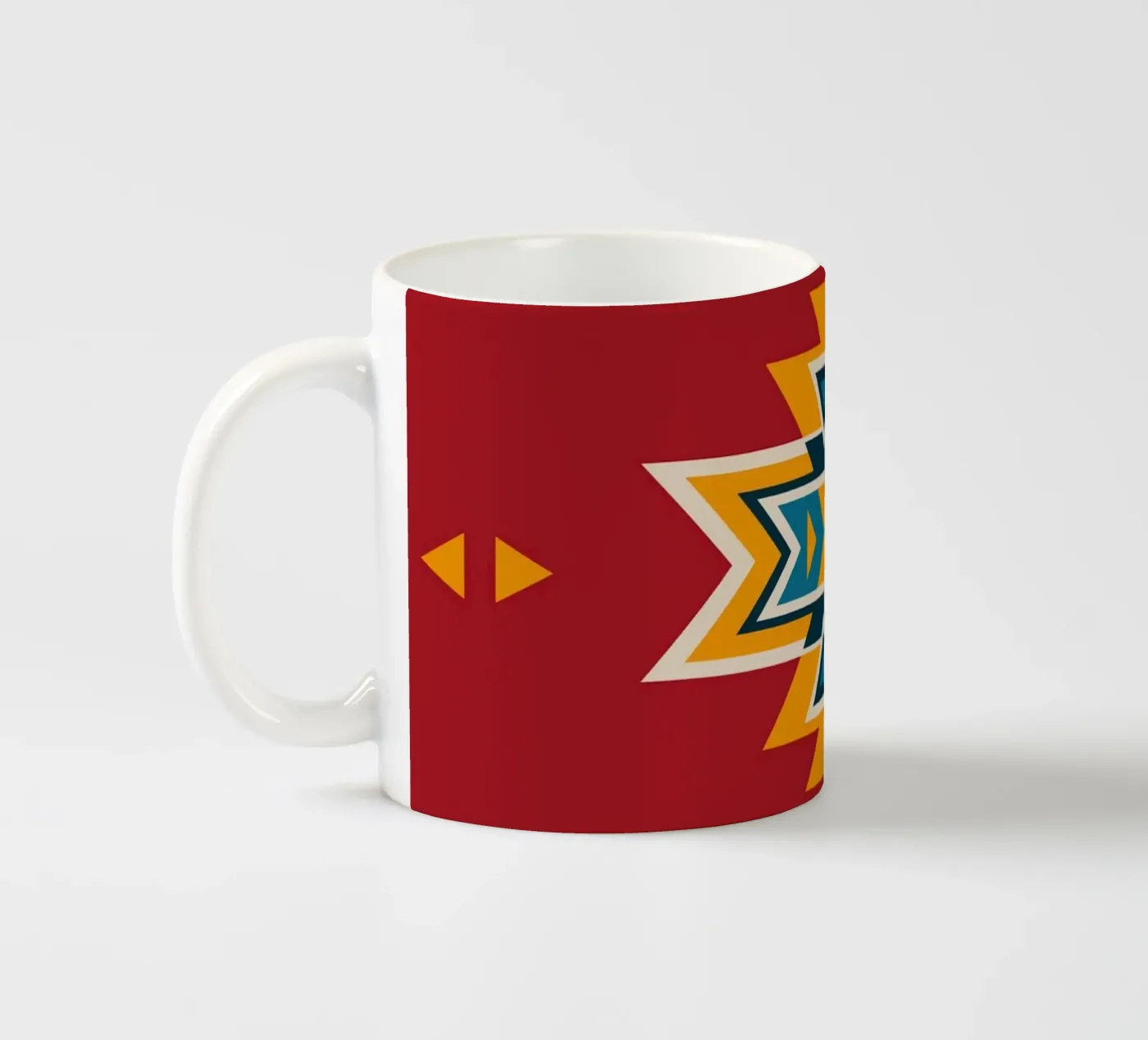 Aztec Pattern on Red ceramic mug by Petra Lang - Design