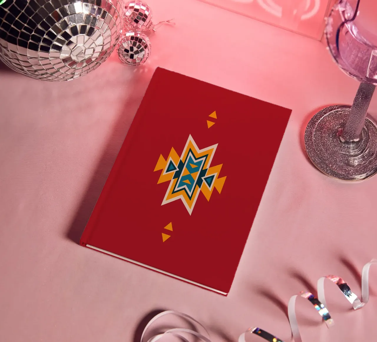 Aztec Pattern on Red notebook by Petra Lang