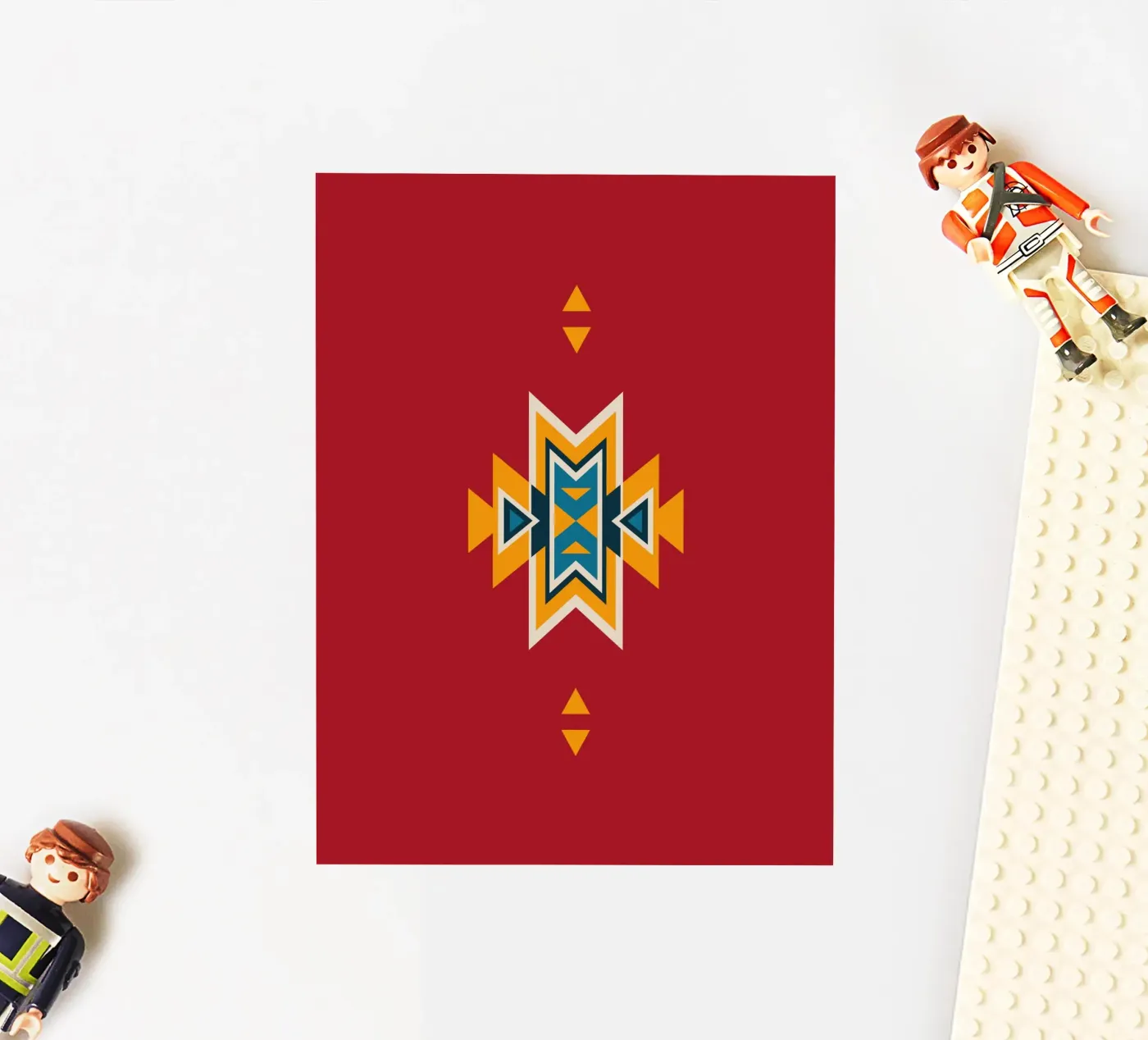 Aztekenpatroon op rood sticker van Petra Lang - Design