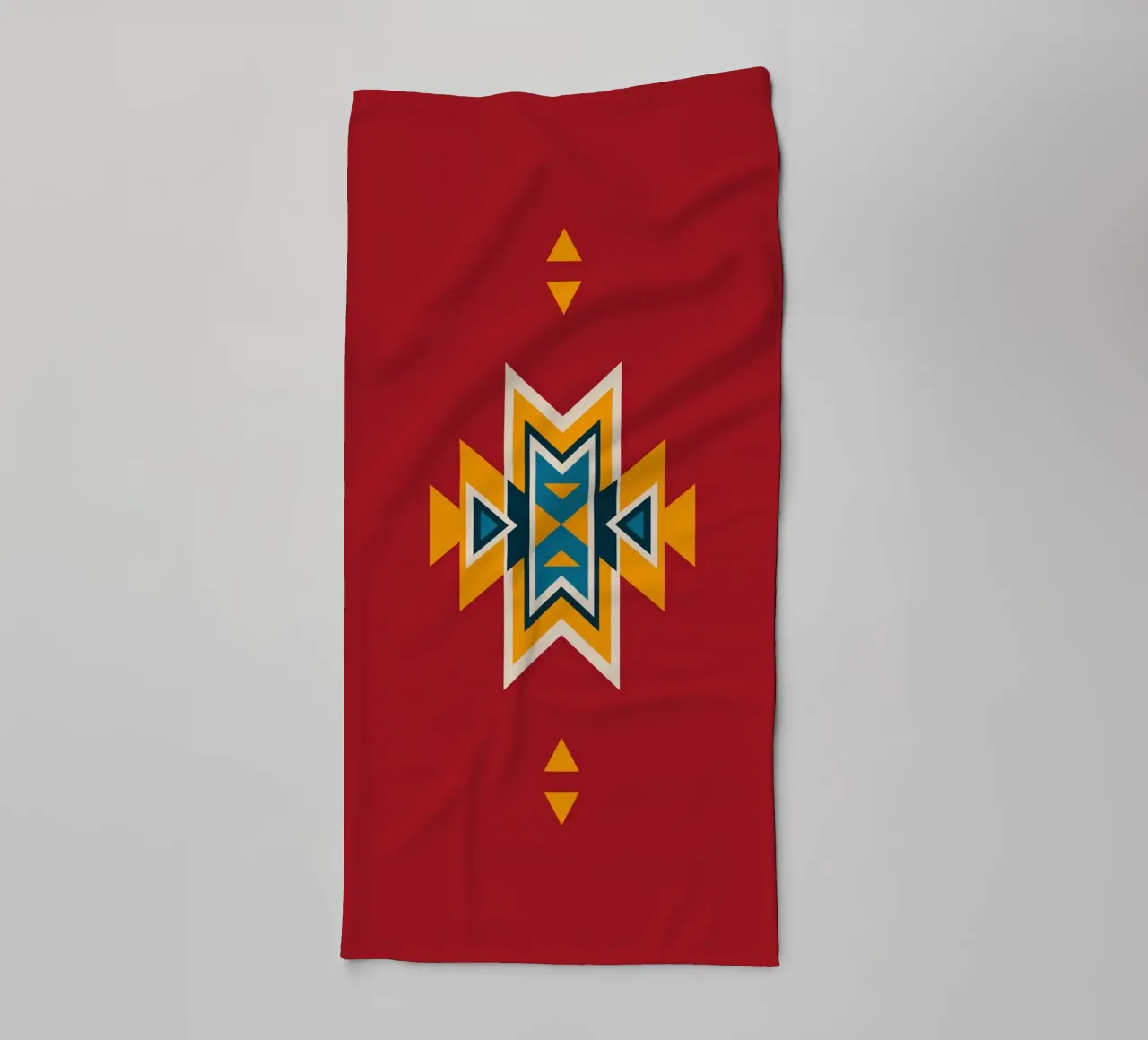 Aztec Pattern on Red towel by Petra Lang