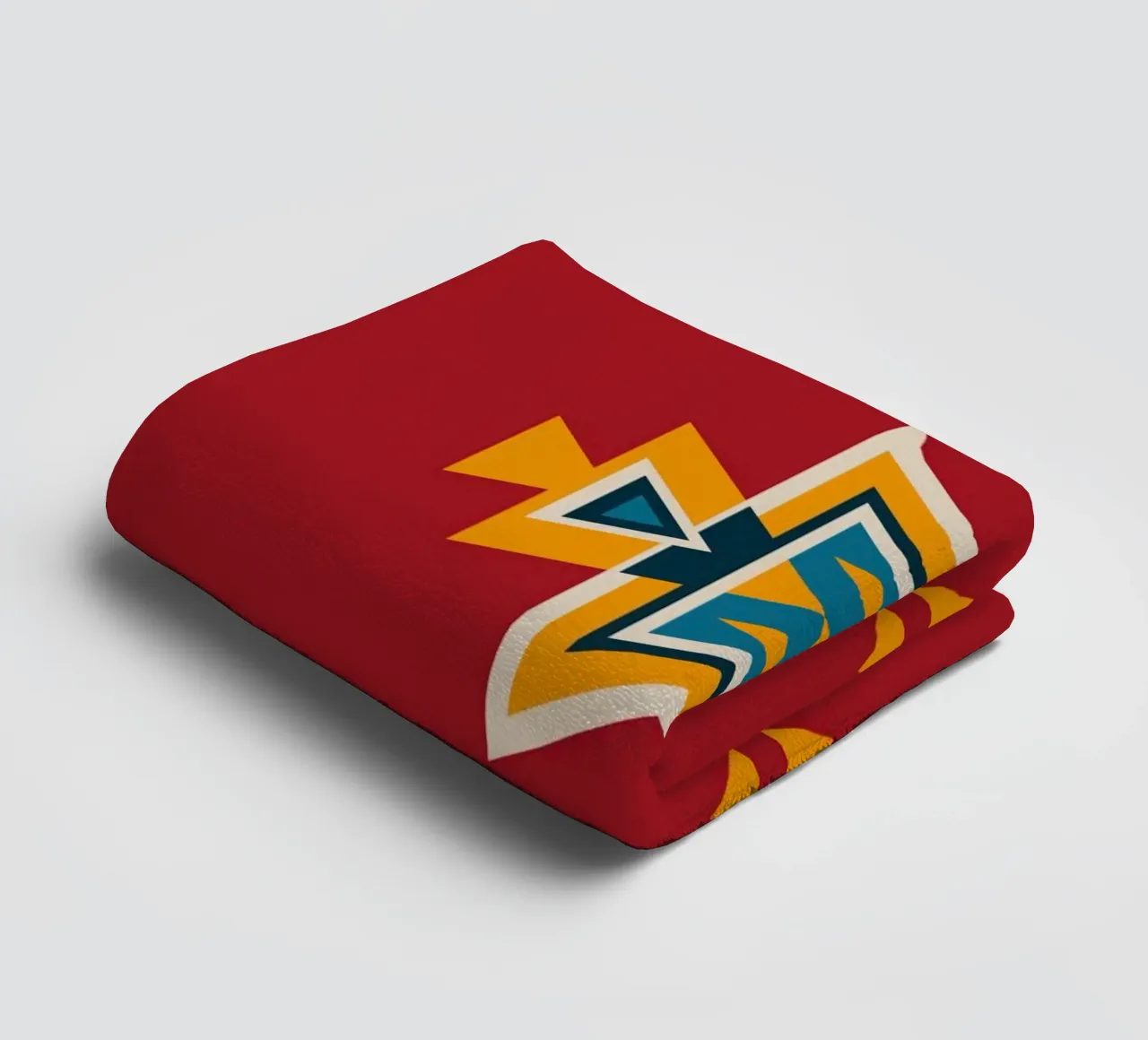 Aztec Pattern on Red towel by Petra Lang