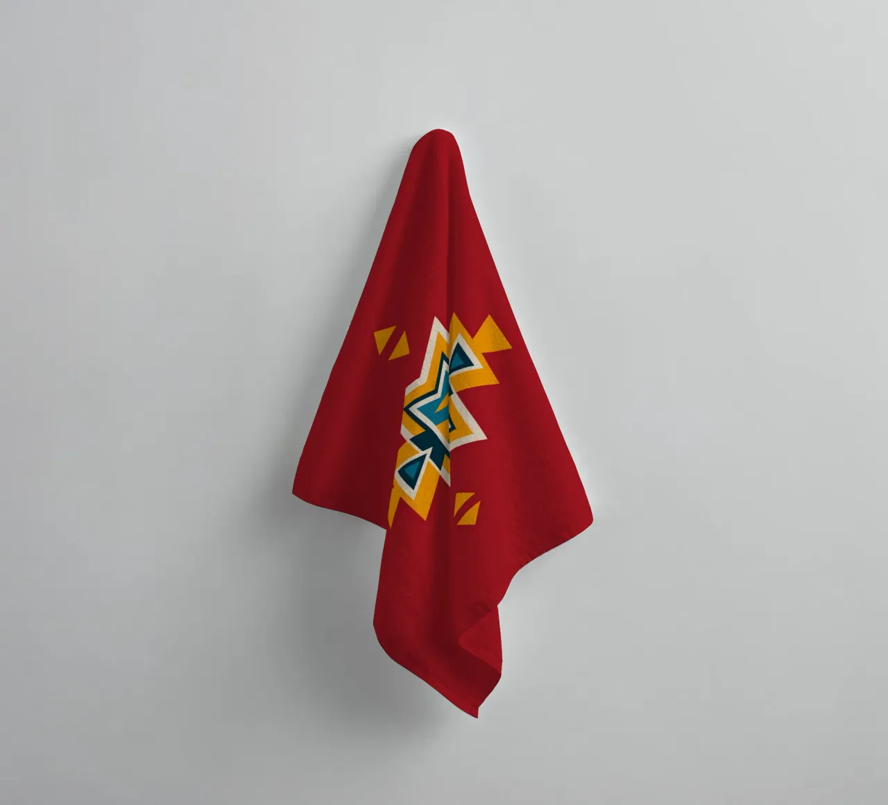 Aztec Pattern on Red towel by Petra Lang