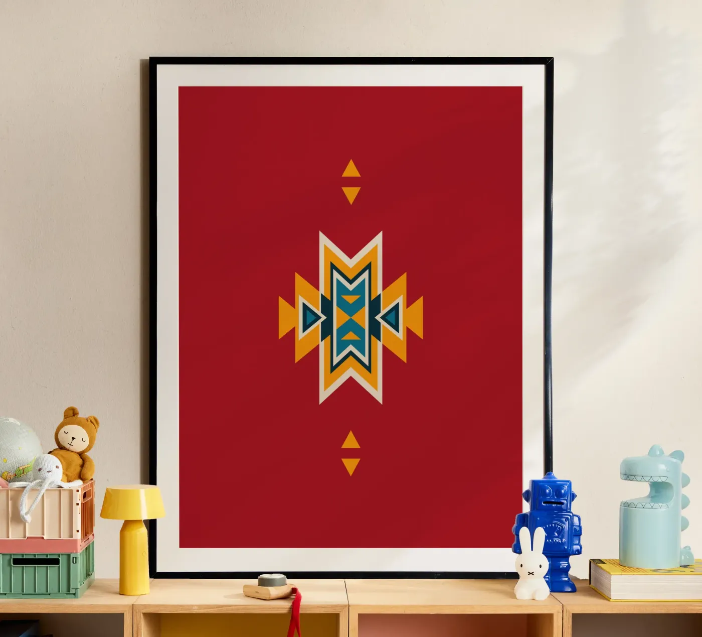 Aztec Pattern on Red poster by Petra Lang - Design
