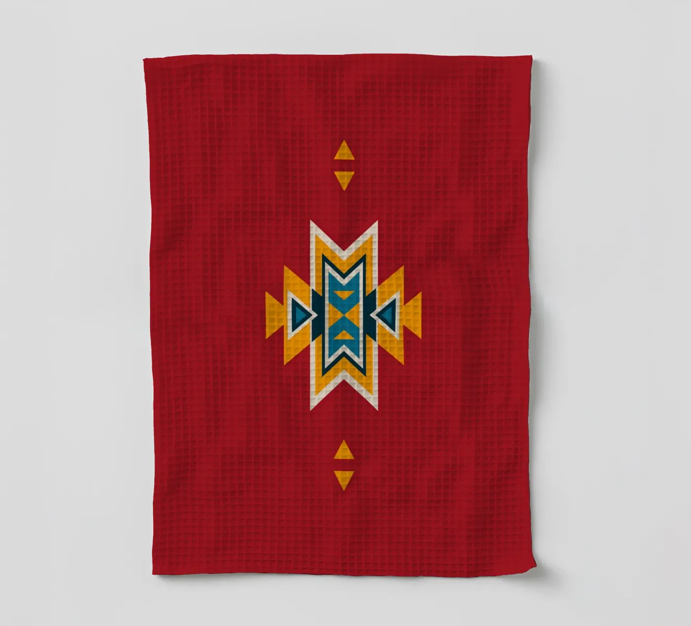 Aztec Pattern on Red tea towel by Petra Lang - Design
