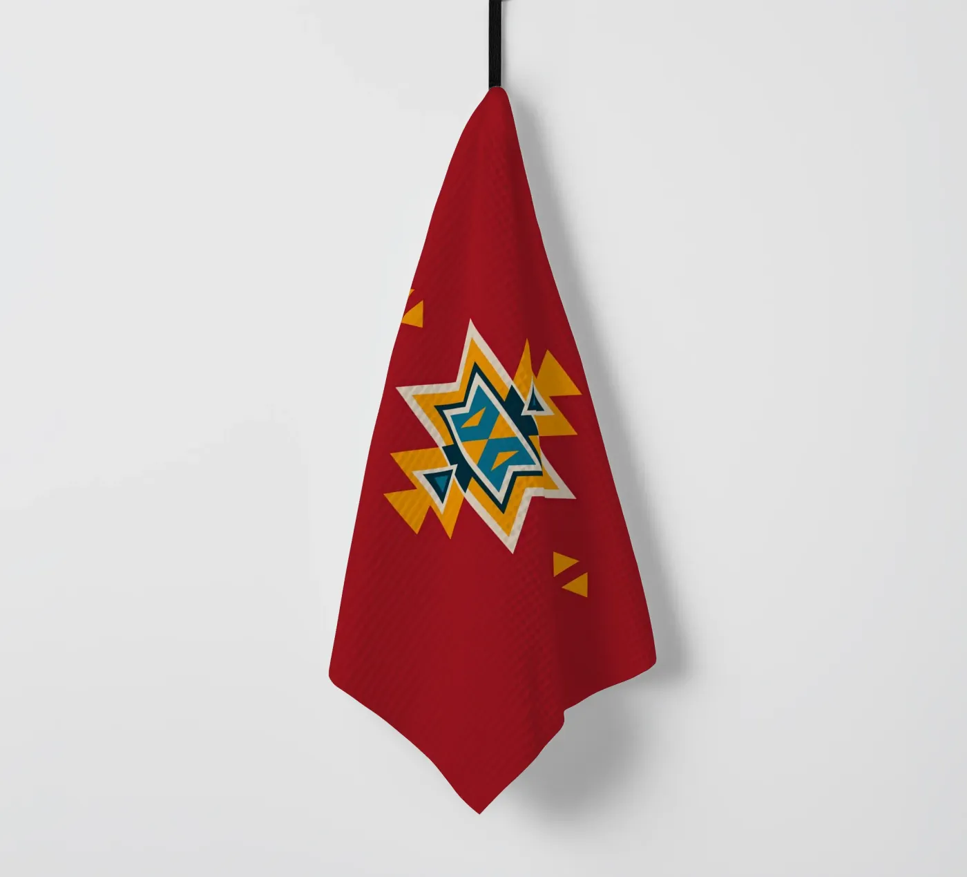 Aztec Pattern on Red tea towel by Petra Lang - Design