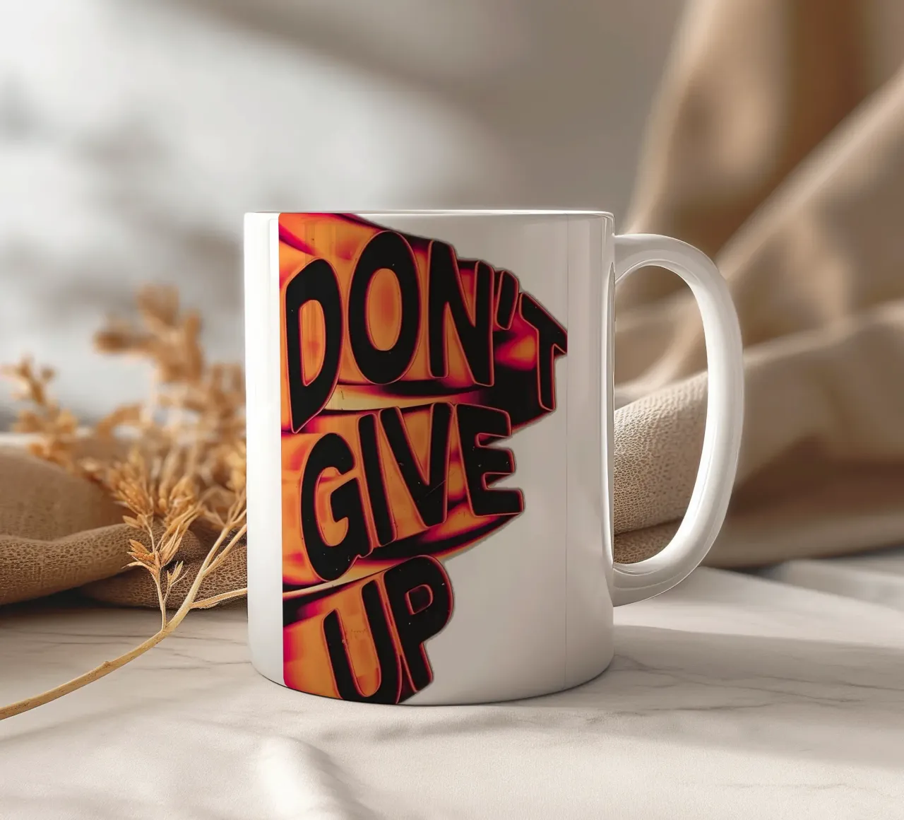 "DONT GIVE UP" tazza in ceramica da Type & Tape