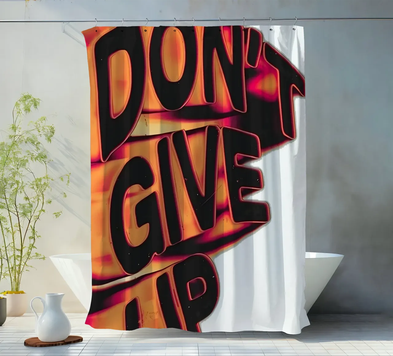 "DONT GIVE UP" tenda da doccia da Type & Tape