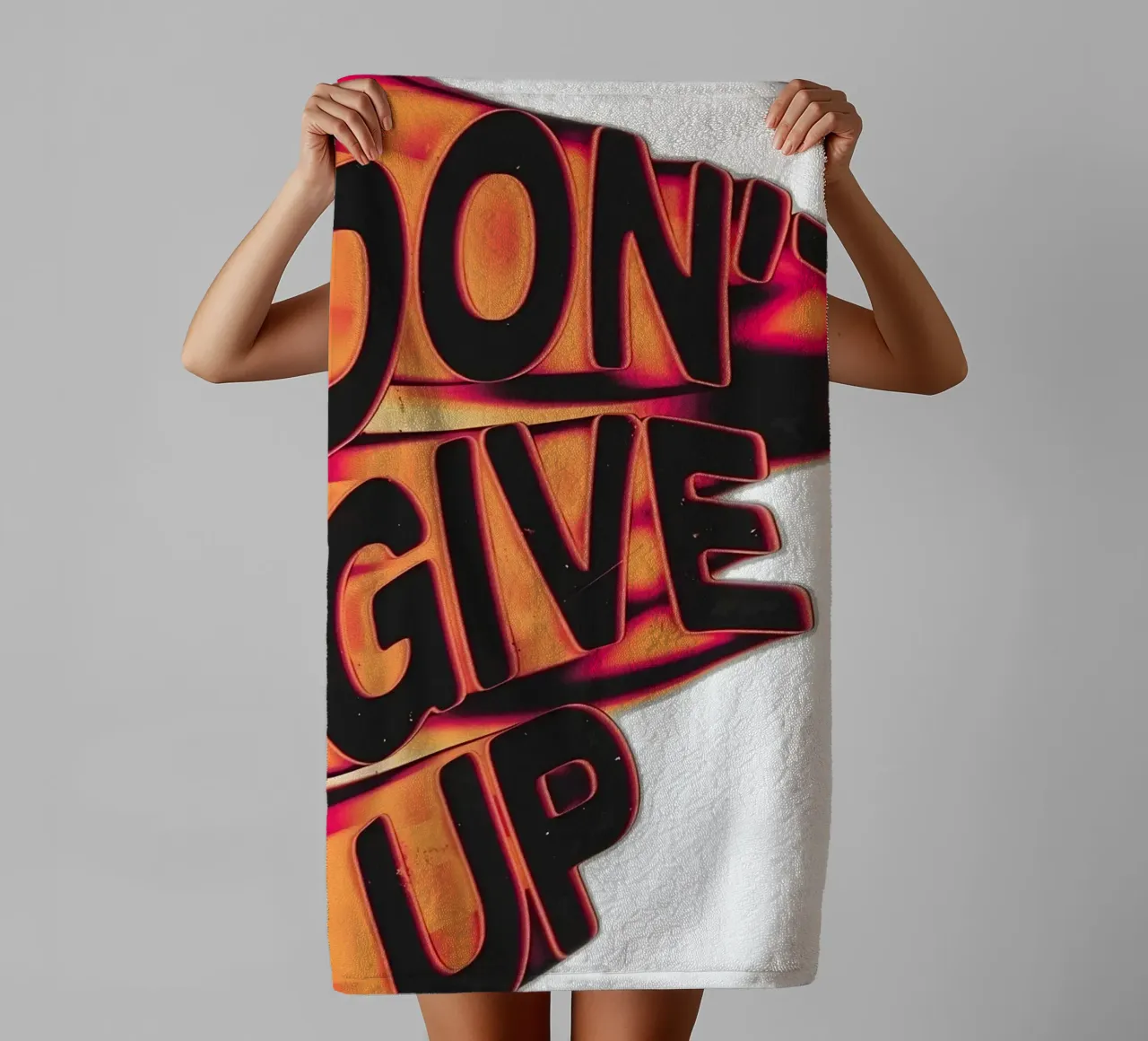 "DONT GIVE UP" asciugamano da bagno da Type & Tape