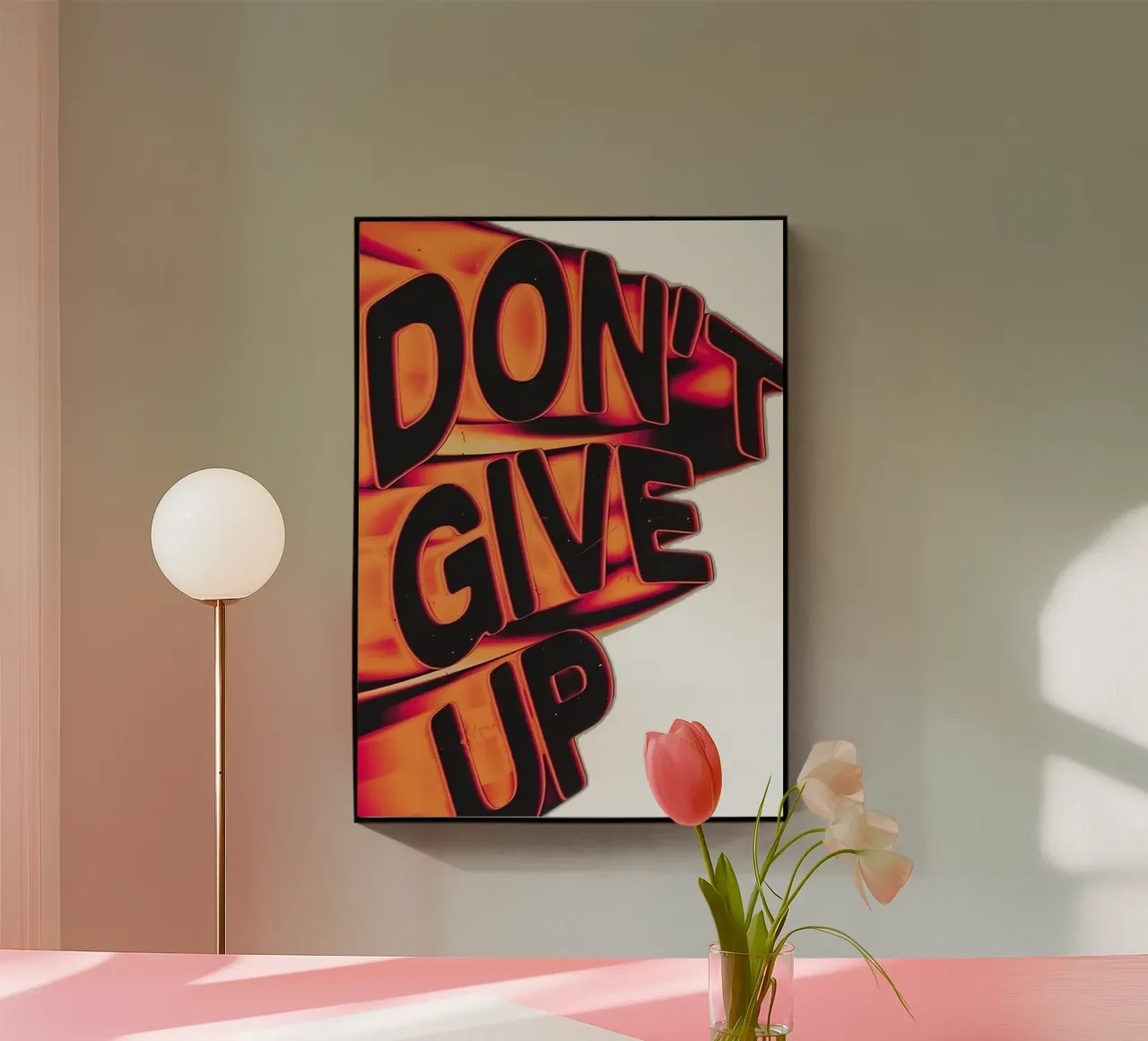 "DONT GIVE UP" plexiglass da Type & Tape