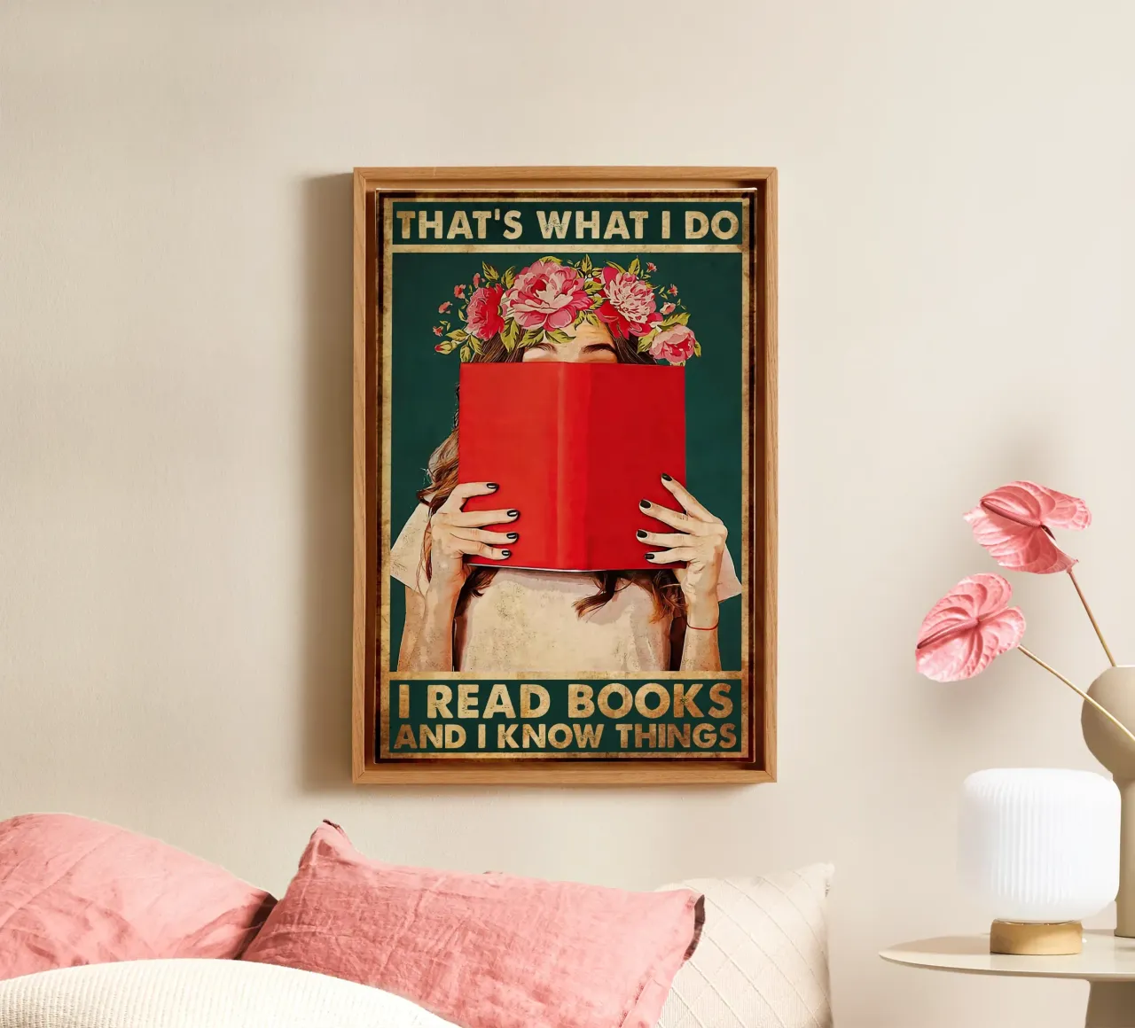 I Read Books and I Know Things canvas with Floater frame by Oliver Ethan